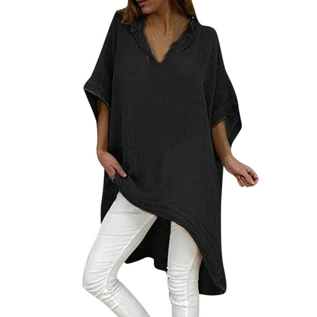 T-shirt à Manches Courtes Femmes Mode Été Décontracté en Vrac Col en V Manches Courtes Tops Solides Blouse