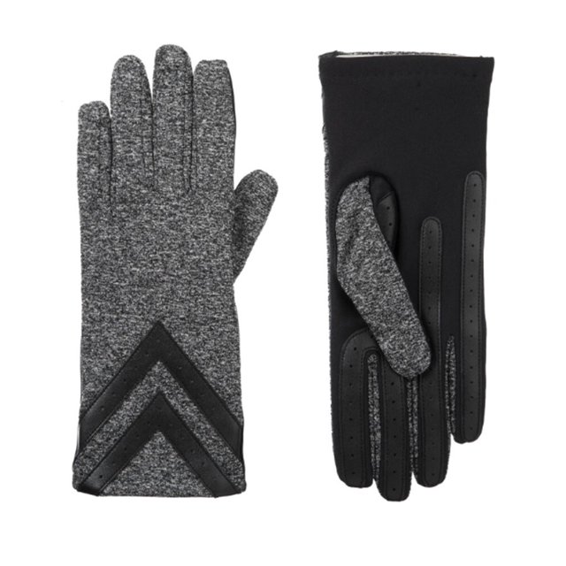 isotoner Gants Shorty SmartDri SmartTouch pour Femmes - A30730 (Noir Chiné, G/TG)