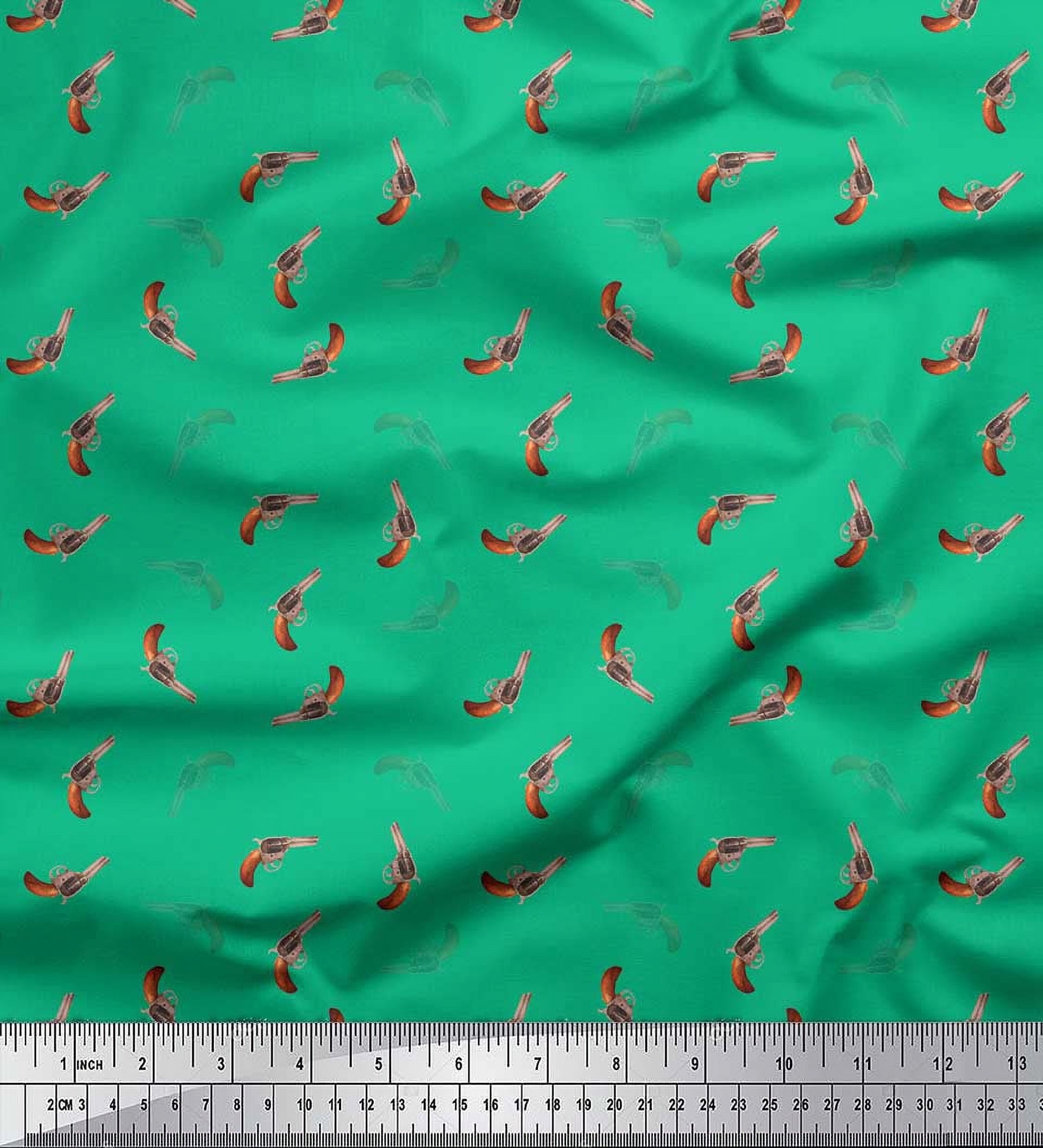 Soimoi Green Rayon Fabric Print Fabric by the Yard 42 Inch Wide