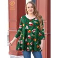 thumbnail image 1 of LARACE T-Shirts de Noël pour Femmes à Manches 3/4 pour Femmes Col Rond Crochet Amples Décontractés Chemises Blouses Hauts Flower45 1X, 1 of 5
