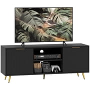 HOMCOM TV Stand with 2 Open Shelves and 2 Cabinets for 55 Inch TV, Black