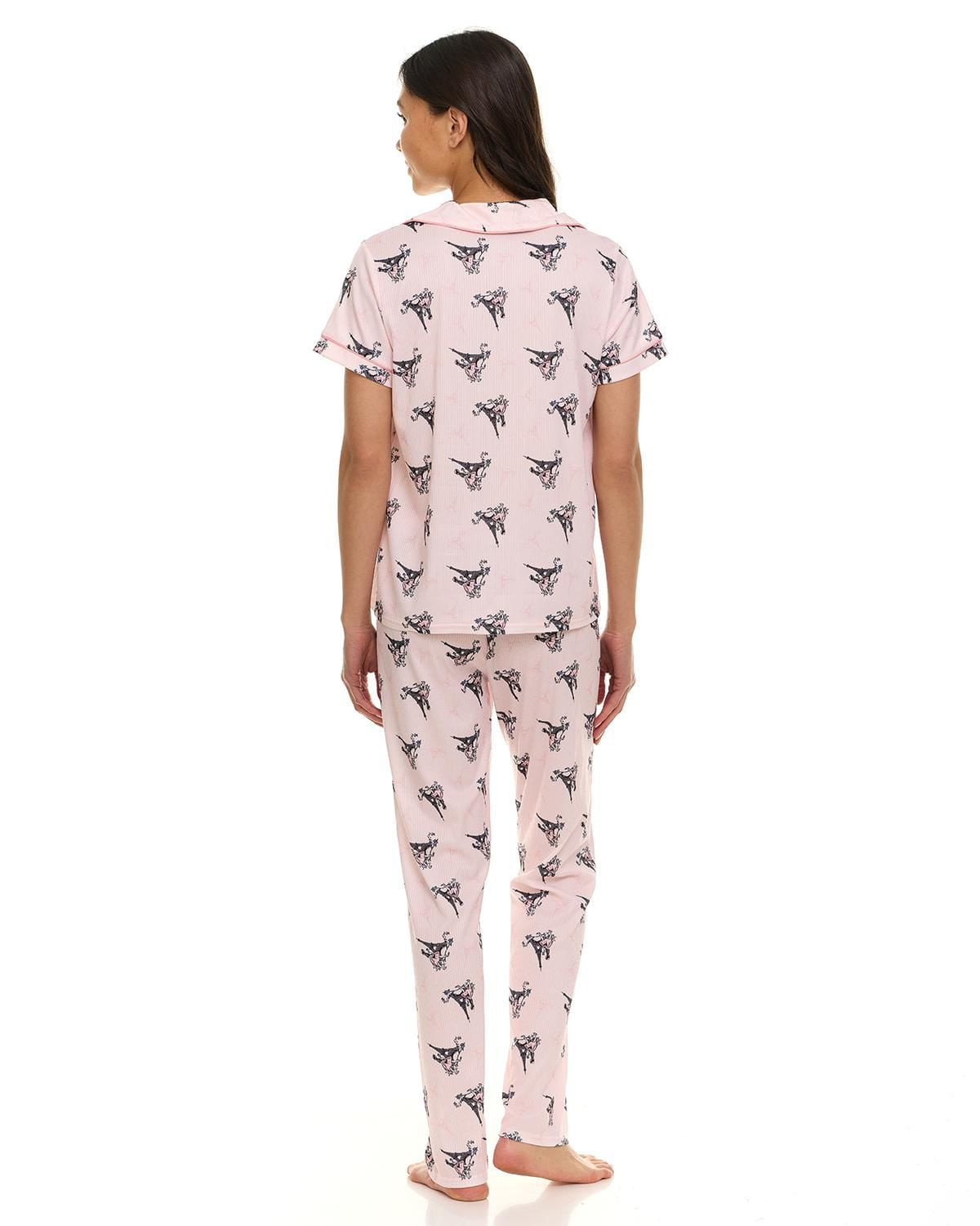 Ensemble pyjama 2 pièces à col cranté côtelé pour femme Paris Dreams, tailles S à XL – Exclusivité en ligne