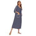 thumbnail image 4 of Langgg Robe de Nuit en Polyester pour Femmes Col Rond Fermeture Éclair Respirante Cardigan Maison Bureau Robe de Nuit Vêtements de Nuit Bleu Foncé S, 4 of 9