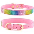 thumbnail image 1 of Jinsinto Collier pour Chat en Strass avec Clochettes, Cristaux Colorés et Brillants, Colliers Ajustables, Chiots (Rose, Taille TP), 1 of 5