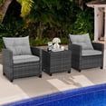 thumbnail image 3 of Patiojoy 3 Pieces Outdoor Furniture Set Patio PE Rattan Conversation Set with Removable Cushions PE Wicker Sofas with Tempered Glass Side Table, 3 of 10