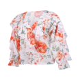 thumbnail image 3 of AMERTEER Women‘s Ruched Sleeve Chiffon Shirts Sexy V Neck Button Down Mesh Ruffle Blouse Boho Beach Shirt Top, 3 of 6