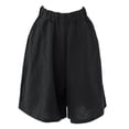 thumbnail image 4 of Meichang Women's Plus Size Cotton Linen Bermuda Shorts, Solid, Elastic Waist, with Pockets, 4 of 4