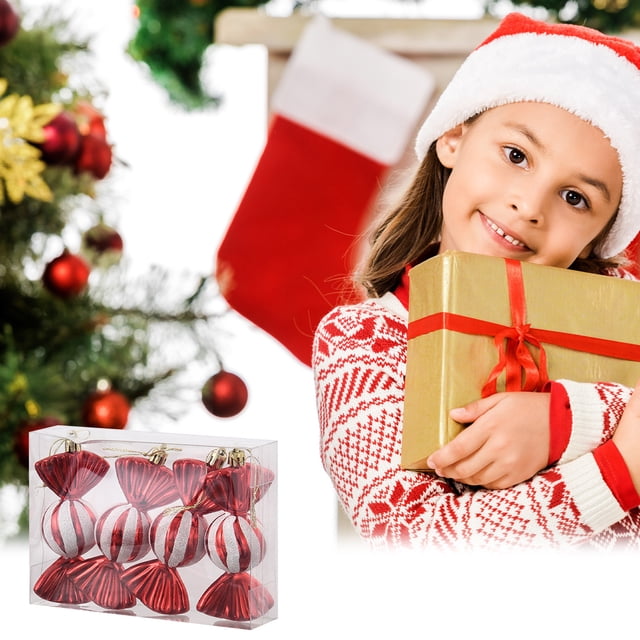 TopLLC Christmas Decorations Christmas Candy Pendant Christmas Tree Decoration Painted Plastic Props Showcase Counter Decoration Christmas Ornaments for Party Wedding Home