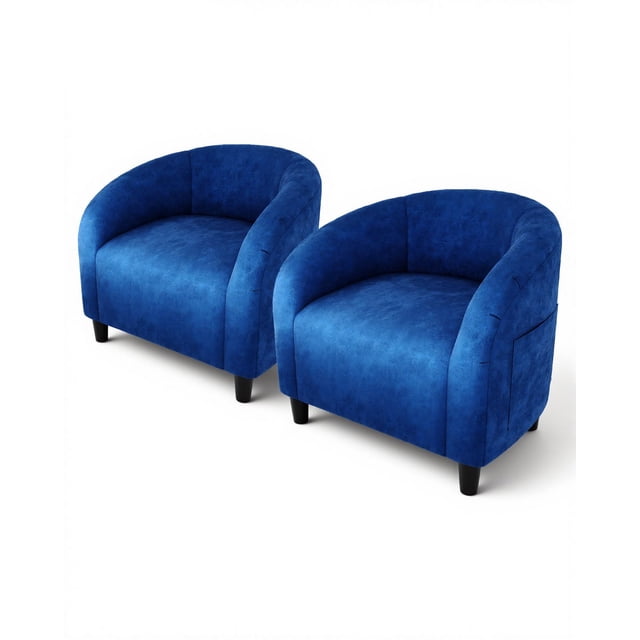 Garvee Ensemble de 2 Fauteuils d'Appoint, Fauteuil Tonneau, Fauteuil Club Moderne avec Siège Rembourré et Pattes Robustes, Bleu
