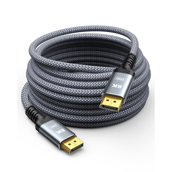 Capshi 8K 4K DisplayPort Cable 1.4, Fiber Optic 50FT DP Cord (8K@60Hz, 4K@144Hz, 2K@240Hz/165Hz), 32.4Gbps High Speed Display Port Cable for Gaming M