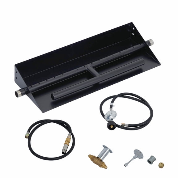 Insert de Foyer, Foyer Encastré, Towallmark 18 X 6 Pouces Ensemble de Foyer au Carbone en Acier Noir avec Allumage par Étincelles, Double Carburant Propane/gaz Naturel, Résistant à la Rouille et à la Chaleur, Comprend un Tuyau