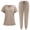 Beige, variant on Nursing Uniforms Scrub Sets for Women 2 Piece Medical Outfits Quick Dry Short Sleeve V Neck Tops and Pants Workwear, Brown, M