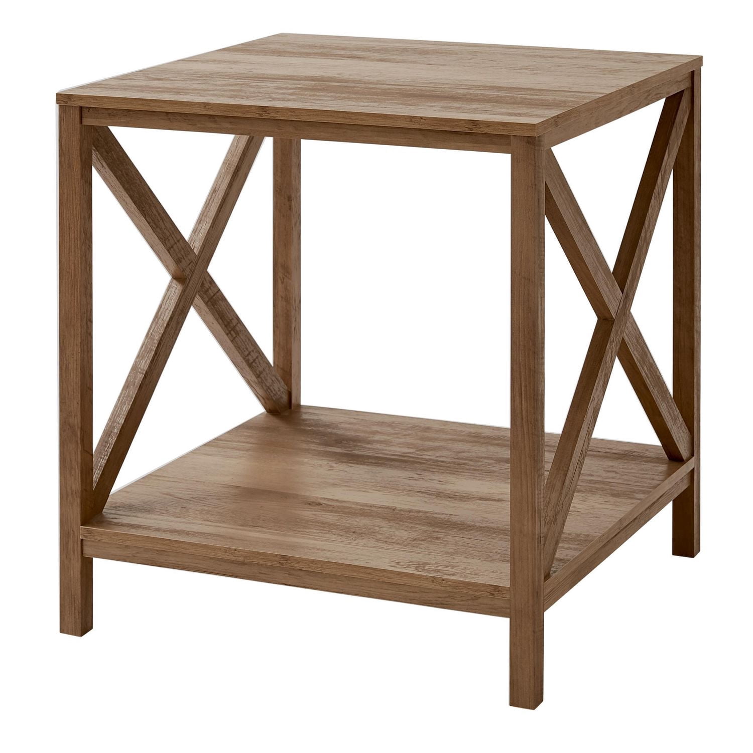 Mainstays Farmhouse End Table, Rustic Weathered Oak