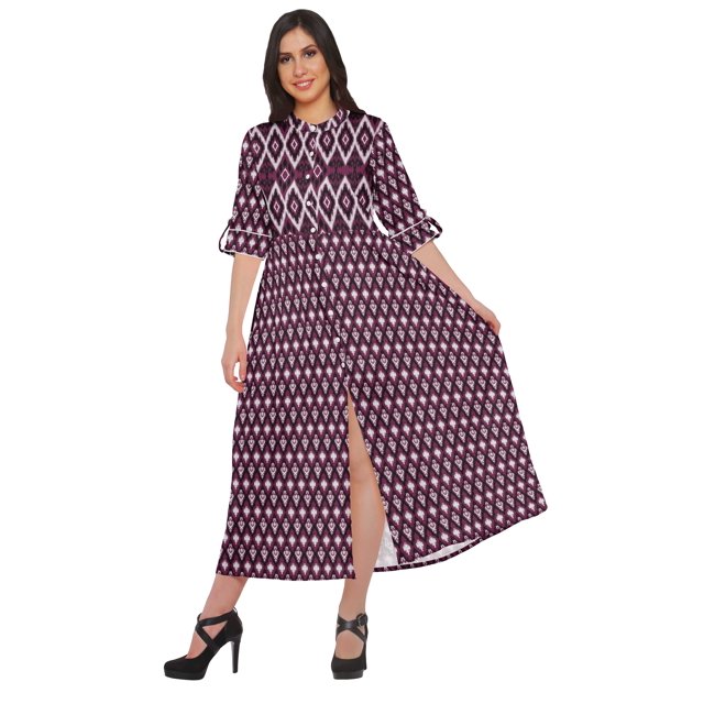 Moomaya Robe Kurti d'Été à Manches Courtes Imprimée, Tunique Ligne A pour Femmes