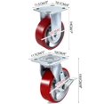 thumbnail image 2 of VEVOR Caster Wheels 4 Pack 6 x 2 Inch 2 Rigid and 2 Swivel Casters with Side Brake Polyurethane Iron Core Plate 1000LBS Capacity Per Wheel, 2 of 9