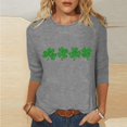 thumbnail image 1 of T-Shirt Ample à Manches Trois-Quarts et Col Rond Imprimé pour la Saint-Patrick pour Femmes, 1 of 5