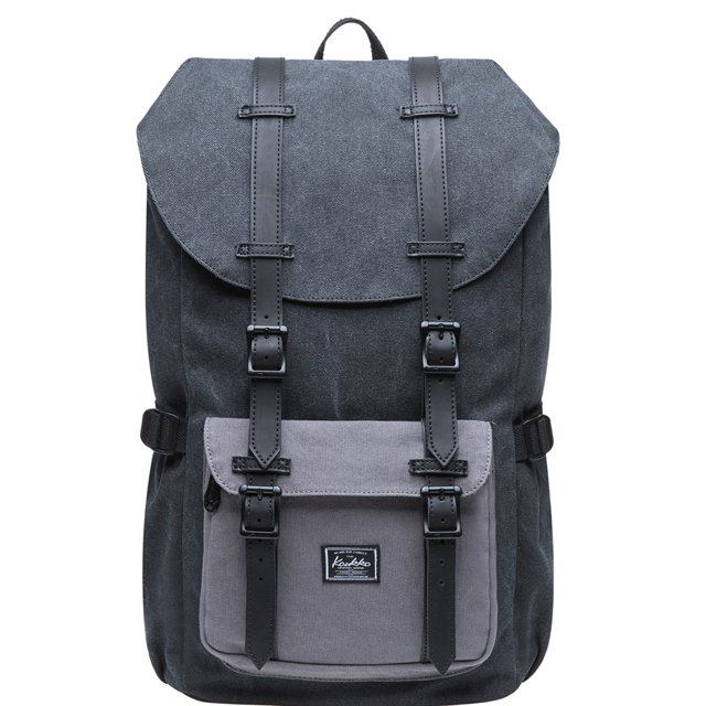 KAUKKO Laptop Outdoor Backpack, Traveling Rucksack Fits 15.6 Inch Laptop (E5-1Canvas Blackgrey)