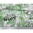 thumbnail image 2 of Soimoi Green polyester Crepe Fabric Paisley & Leopard Animal Skin Decor Fabric Printed Yard 52 Inch Wide, 2 of 3