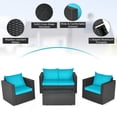 thumbnail image 4 of Gymax 8PCS Rattan Patio Conversation Set Outdoor Furniture Set w/ Turquoise Cushions, 4 of 8
