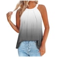 thumbnail image 1 of Timegard Womens Tank Tops Gradient Color Crew Neck Back Button Ruched Casual Sleeveless Tops Blouses, 1 of 3