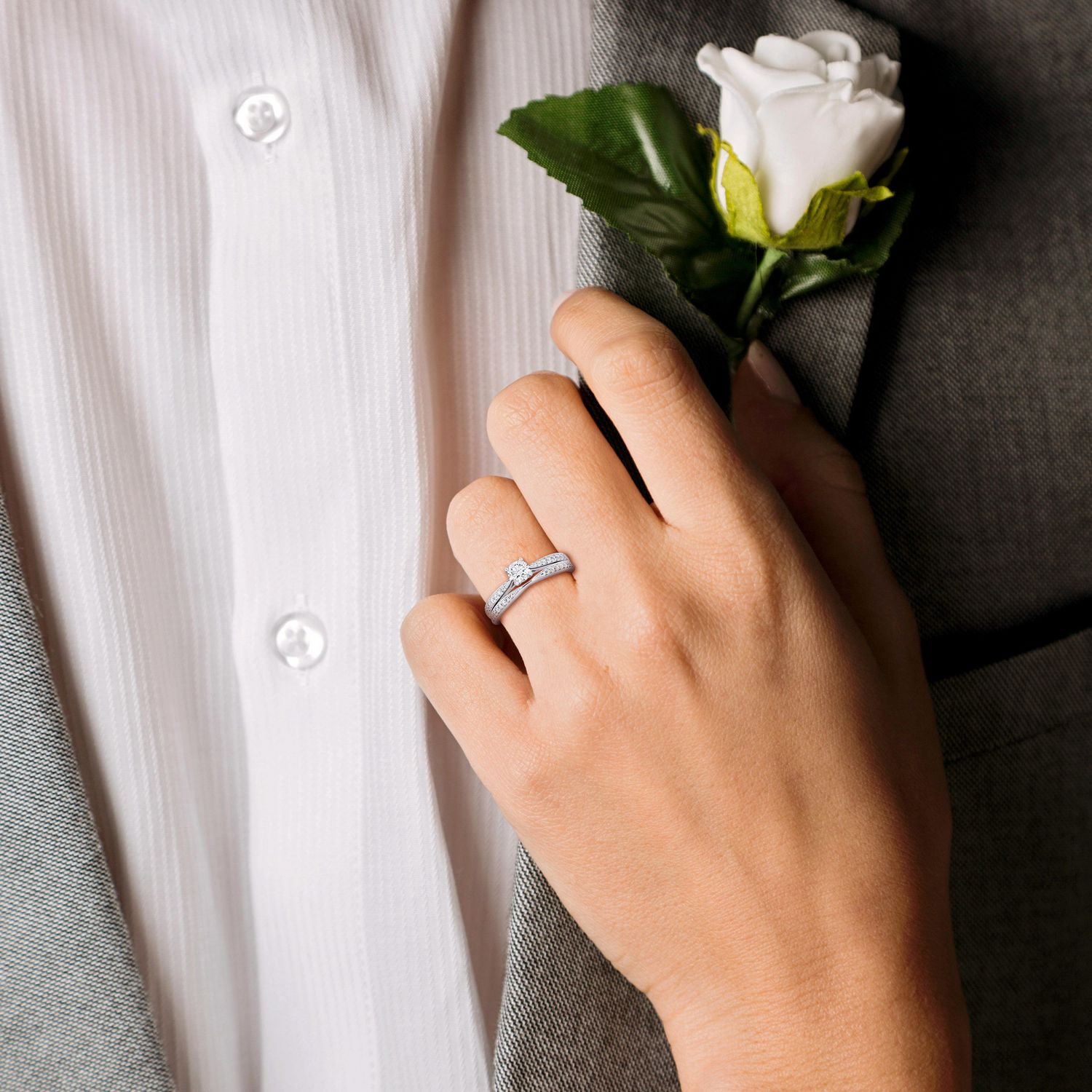 Miabella Ensemble de Bague mariage en or blanc 14K avec diamants de 5/8 carats P.T.