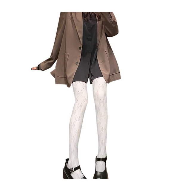 Collants Aguichant pour Femmes à Motif, Résille, Nœud, Imprimé, Bas-Collants, Seggings, Taille Unique (Sans Culotte)