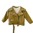 thumbnail image 1 of Girl's Motorcycle Handsome Cool Style Lapel Zipper Leather Jacket Jacket Autumn Winter Top Clothes, 1 of 7