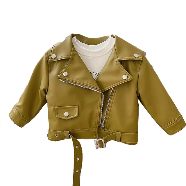 Girl's Motorcycle Handsome Cool Style Lapel Zipper Leather Jacket Jacket Autumn Winter Top Clothes