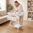 thumbnail image 3 of Costway Infant Baby Changing Table Folding Diaper Station Organizer with Storage Beige, 3 of 10