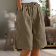 thumbnail image 3 of Women's Casual Elastic Shorts with Button Closure and Pockets Versatile Wide Leg Design for Everyday Wear, 3 of 5