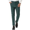 thumbnail image 1 of INSPIRE CHIC Men's Plaid Slim Fit Flat Front Dress Pants with Pockets 30 Dark Green, 1 of 7