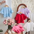thumbnail image 1 of Zwiiyzr Hauts d'Été à Manches Courtes pour Filles en Coton Col Rond T-Shirt Mignon Tunique Peplum Blouse pour 2-8 Ans Rouge, 1 of 5