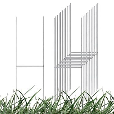 Uxcell Yard Sign Stakes, 15"x6" Metal H Stakes, Lawn Sign Holder for Party Yard, Garage Sale, Open House, 12 Pack