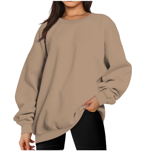 IROINID Épargne les Vêtements d'Hiver Femmes Pull-Over Sweat-Shirt Long Sleeve Col Rond Solide Blouse Tops, Kaki