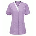 thumbnail image 1 of RKSTN Hauts pour Femmes Manches Courtes Col en V Hauts T-Shirt Blouse à Imprimé pour le Travail, 1 of 3