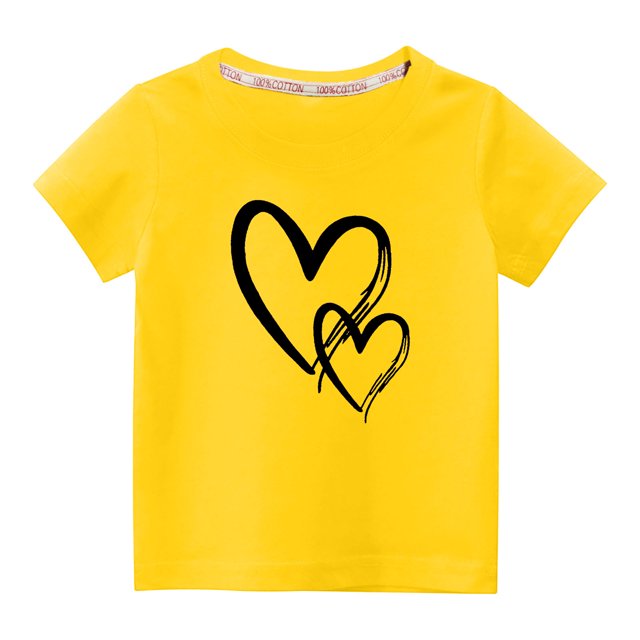 MeetoTime T-shirt en Coton pour Tout-Petits Enfants Garçons Filles Col Rond Saint-Valentin Imprimé Manches Courtes Haut Tee 3-10 Ans
