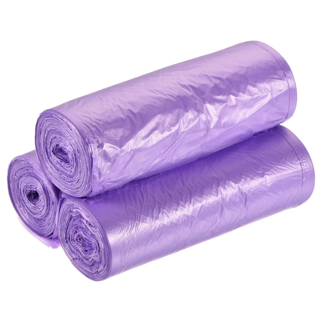 Unique Bargains Sacs à Ordures Petits 2-4 Gallons Doublures de Corbeille à Déchets Violets, 60 Unités / 3 Rouleaux