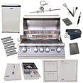 thumbnail image 1 of Lion 32-Inch Natural Gas Grill L75000 with 4 Ceramic Tubes w/ Flame Tray and Door and Drawer Combo and Single Side Burner and Refrigerator and 5 in 1 BBQ Tool Set Best of Backyard Gourmet Package Deal, 1 of 5