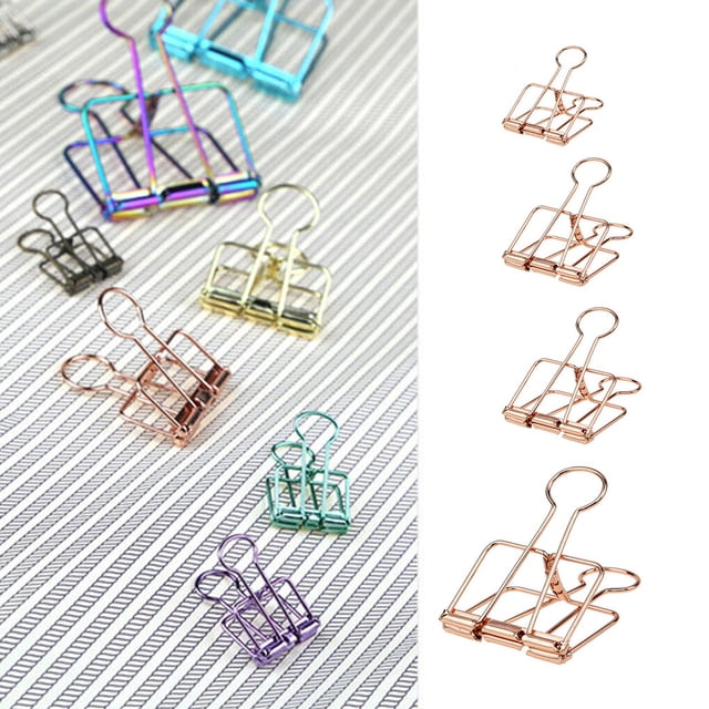 pitrice 20 Pieces Metal Paper Clip Electroplated Solid Color Replacement Home School Examination Papers Clips Accessories Rose Gold 19mm