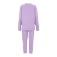 thumbnail image 3 of Besolor Survêtements pour Femmes 2 Pcs Ensembles Chandail à Col Rond Fendu et Pantalon de Survêtement à Cordon Ensemble de Détente, 3 of 4