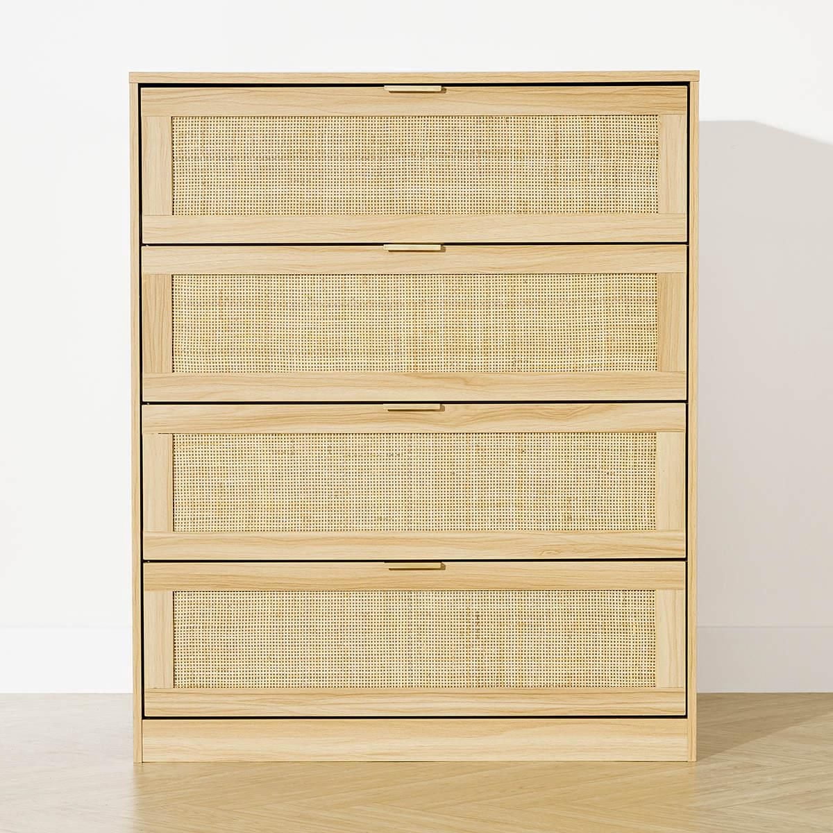 Anko Fraser Rattan 4 Drawer Dresser, Natural