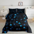 thumbnail image 2 of Erosebridal Ensemble de Literie Triangle Bleu pour Lit Simple, Couette en Duvet Triangle Néon, Bleu Noir, 2 Pcs Réversible, 2 of 7