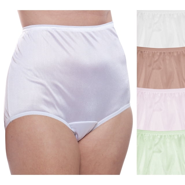 Nylon Brief Panty (Style 331/Plain Jane) 4 Pack in Assorted Lights Size 8