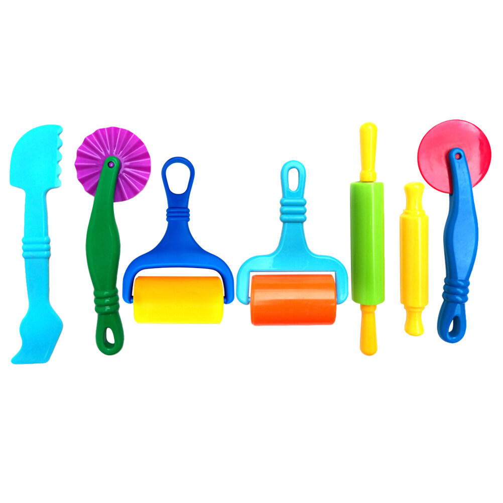 7 Pcs Jouet à Rouleau en Plastique Amusant DIY Outil de Pâte à Rouler en Argile pour Enfants (Couleur Aléatoire)