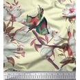 thumbnail image 1 of Soimoi Yellow Velvet Fabric Floral & Bird Print Fabric by Yard 60 Inch Wide, 1 of 3