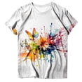 thumbnail image 4 of T-shirt Femme Été Décontracté Col Rond Manches Courtes Imprimé Fleuri T-Shirts Tee Shirt Course Femme Jaune G, 4 of 4