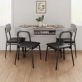 thumbnail image 3 of Dining Table Set for 4 with Storage Rack – 5-Piece Kitchen Table & Upholstered Chairs, Wood Tabletop, Heavy-Duty Metal Frame – Dining Room Set for Small Space – Gray, 3 of 7