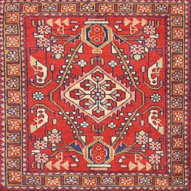 Ahgly Company Indoor Square Traditional Sunrise Orange Persian Area Rugs, 6' Square