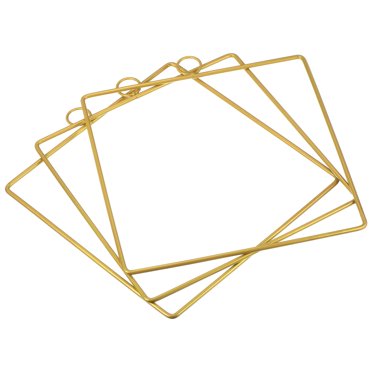 Unique Bargains 8' Square Metal Floral Hoop Frame Macrame Ring Wreath, Gold Tone 3 Pack