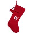 thumbnail image 1 of Christmas Knitted Stocking With Personalised Alphabet Letter Initial Red Decorations Socks W, 1 of 9